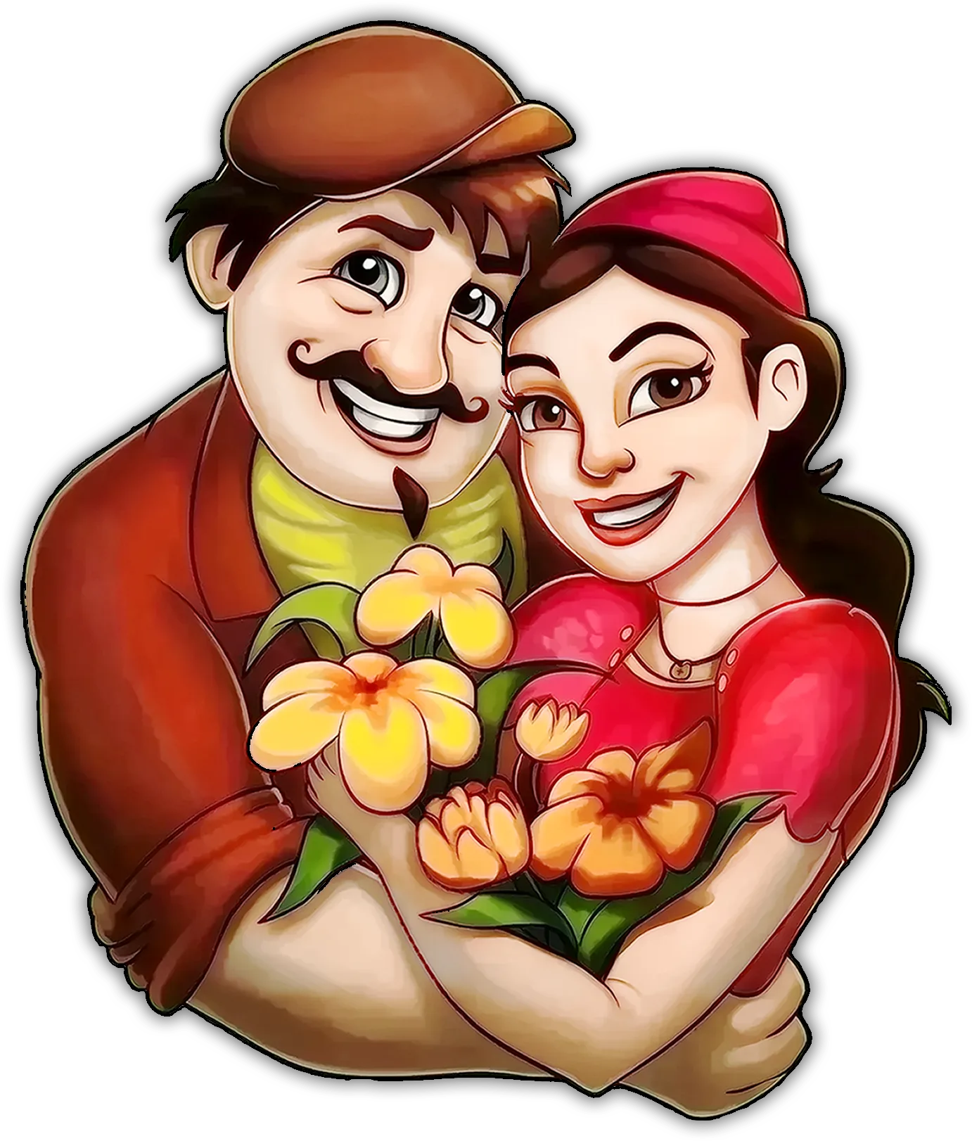 Jimmy and Jessie holding flowers